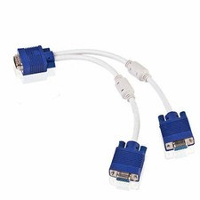 1 PC TO 2 VGA SVGA MONITOR Male to 2 Dual Female Y Adapter Splitter Cable 15 PIN picture