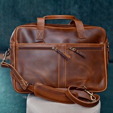 Womens Leather Laptop Bag Messenger Style Work Office Shoulder Bag picture