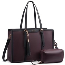 Laptop Bag for Women 15.6 inch Lightweight PU Tote Bag,...  picture