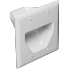 Cable Wall plate cover Datacomm 45-0002-WH 2 Gang Recessed Low Voltage-New picture