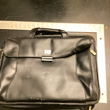 HP Black Padded Leather 15in Laptop Briefcase Carrying Case Bag picture
