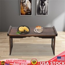 Antique Foldable Bed Laptop Desk Portable Sofa Side End Table Coffee Tea Table picture