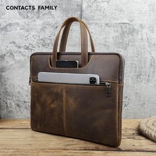 Handmade Vintage Genuine Leather MacBook Air Pro Handbag 15 inch Laptop Bag picture