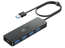 Acer 4-port USB hub USB 3.0 multiple USB A laptop splitter w/USB C pwr port USB picture