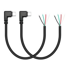 Short Right Angle USB C to 4 Pin Bare Wire Open End 11inch, 90 Black picture