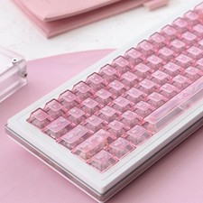 115 PCS Frosted Clear Transparent Keycaps Pink Crystal Cherry Profile 60104 picture