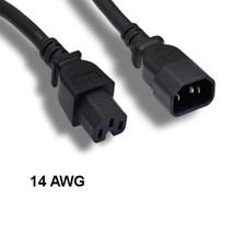 Kentek 6' ft 14 AWG Power Cord IEC-60320 C14 to C15 15A/250V SJT Heavy-Duty Blk picture