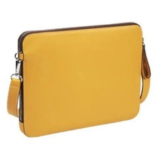 Tumi Slim Zip Top Leather Crossbody for I-Pad Mini, Marigold Yellow, NWOT picture
