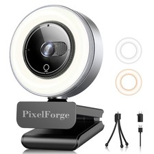 2K Webcam for PC with Microphone & Light & Privacy Cover, Web Camera for Desk... picture