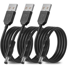 SIOCEN 3-Pack 4ft USB 2.0 A Type Male to DC 5.5 x 2.1mm 5V 4ft, Black picture