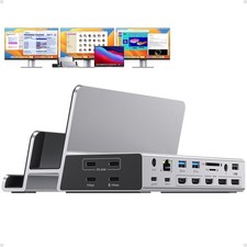 PULWTOP 19-in-1 Triple Display Docking Station Dual Stand 100W PD 3 HDMI 2 DP picture