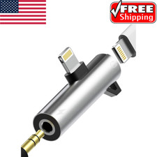 Headphone Adapter Lightning to 3.5mm AUX Audio Jack and Charger White . picture