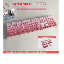 Side-Engraved Backlit Compatible Keycap Set Pink/White Fits 61-108 Layouts picture