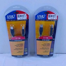 Belkin USB 2 2.0 Cable 6ft USB A Plug 2 B Plug Model F3U133-06 Lot of 2 New picture