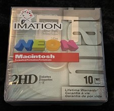New Sealed IBM Imation Neon 2HD MAC Diskettes Set of 10  Formatted picture