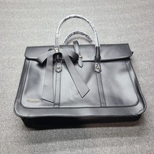 MOSISO Laptop Tote Bag Briefcase Black Faux Leather Bow Top Handle Work Shoulder picture