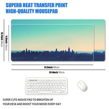 1pc XXL Plus Size City Skyline Silhouette Mouse Pad, Cool Tone Chicago Urban L picture