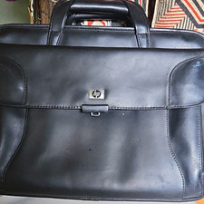 HP Black Leather Padded Laptop Briefcase Case Bag for 15 in Universal Fit picture