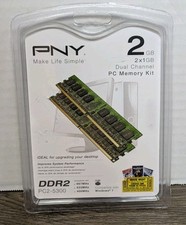 PNY 2GB (2x1GB) PC2-5300 667MHz DDR2 Desktop DIMMs Memory MD2048KD2-667 NEW picture