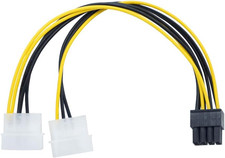 Dual 4 Pin Molex to ATX 8 Pin Video Card GPU Power Supply Cable 8.6'' picture