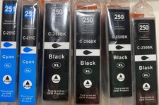 4 C-250XL Black And 2 C-251XL Cyan Ink Cartridges for Canon Pixma MG5620 MG5520 picture