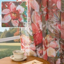Floral Sheer Curtains 63 Inch Length 2 Panels 50