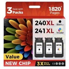 PG-240XL CL-241XL Ink Cartridges, 2 Black, 1 Color Combo for Canon 240 241 picture