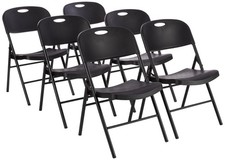 Amazon Basics Sturdy Foldable Plastic Chair, Portable, 350-Pound Capacity, Bl... picture