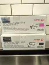 New Set of 2 Xerox 106R01630/106R01628 Magenta/Black Toner Cartridge Phaser 6000 picture