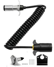 7 Pin to 6 Pin Trailer Adapter, 10FT Coiled Cord Tow Cable kit. picture