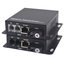 Wekuant 2-Port RJ11 Telephone Ethernet Over Fiber Converter Pair SM 20KM SC Kit picture