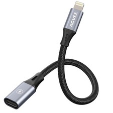 AGVEE 4 inch USB-C Female to Lightning Male Adapter, 30W 4 inch, Dark Gray  picture