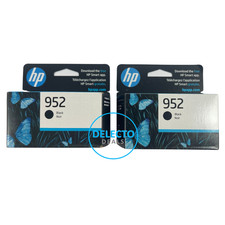 GENUINE 2-PACK HP 952 BLACK INK CARTRIDGES 3YP21AN NEW SEALED BOXES 6/2026+ picture