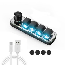 Mini 4 Key Programmable Macro Mechanical Gaming Keyboard Knob Backlit Wired picture