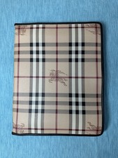 Burberry Haymarket Check Logo Canvas Coated  Leather Trim  Ipad Case picture