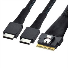 PCI-E Dual Oculink SFF-8611 Slim 4.0 SFF-8654 8i 74pin to Ultraport Slimline SAS picture