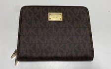 Michael Kors Brown Signature Monogram iPad Tablet Case Zip Wallet Organizer picture