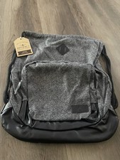 Artifact vegan leather felted wool laptop drawstring backpack gray herringbone picture