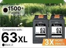 NEW 63XL Black Ink Cartridge Replacement 2 Pack New Sealed High Yield picture