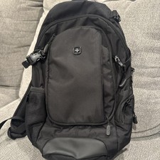 Swiss Gear 18 City Compact Narrow Backpack Black Tablet Compartment Pockets picture