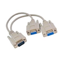 10x 1ft DB9 9Pin Male to 2-DB9 Female Serial Y Cable 28AWG Shielded Straight picture