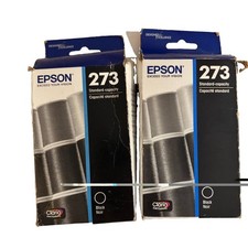 Epson 273 DURABrite Black Ink Cartridges T273020 New Sealed Lot of 2 picture