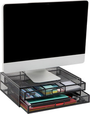 Mind Reader Monitor Stand, Ventilated Laptop Riser, Storage Drawer, Office, Meta picture