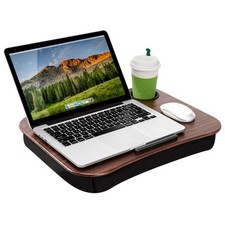 Woodgrain Lap Desk With Cup Holder For Laptops Up To 14 Inches Portable Works... picture