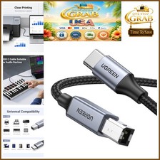 USB B to USB C Cable 3FT Nylon Braided 480 Mbps for Printer MIDI Keyboard Amp DJ picture