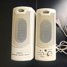 Vintage Amplified Multi-Media Speakers 2-Piece Stereo TESTED AND WORKING picture