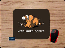 SQUIRREL NEED MORE COFFEE FUNNY CUTE MOUSE PAD MAT NONSLIP HOME OFFICE GIFT picture
