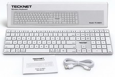 TeckNet Wireless Slim Backlit Keyboard TK-KB051 Silver/White QWERTY Aluminum picture