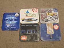 Lot of 5 AOL CD Tins America Online 7.0 8.0 Hours Silver Sapphire Y2K New Sealed picture