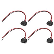 4 Pcs Type-C Black Square USB-C Female Socket to 2 Pin Pigtail Extension Wire picture